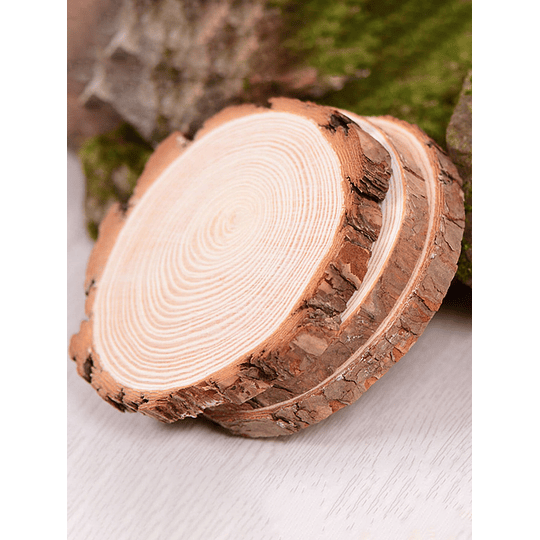 6 peças Círculos de fatias de madeira inacabadas redondas de pinho natural grosso com discos de tronco de casca de árvore diy artesanato rústico pintura de festa de casamento
