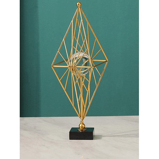 1peça Artesanato de decoração de design geométrico, bola de cristal de ouro de estilo de luxo de luz europeia detalhe ornamento para decoração de casa