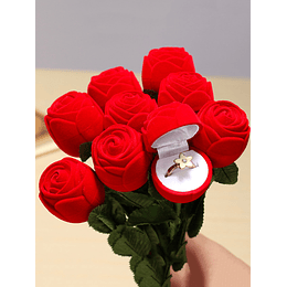 1peça Flor artificial Desenho Caixa de Armazenamento de Anel