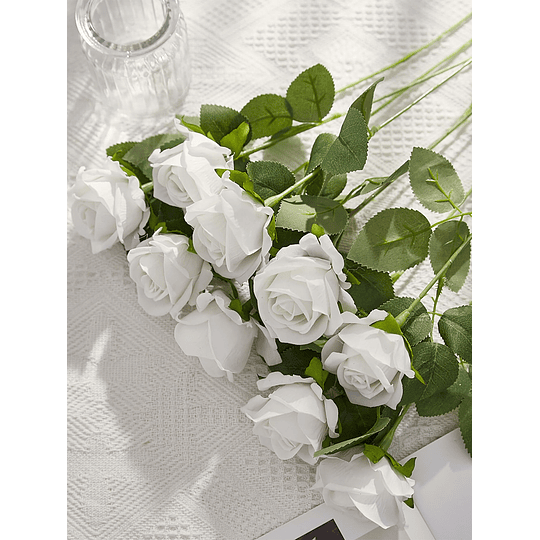 2 peças Lindas flores artificiais de rosas, decoração de mesa para casa, buquê longo, arranjo de plantas falsas, presentes para o dia dos namorados