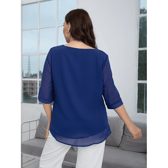 Camada Tiered Simples ocasional Blusa de Tamanho Grande