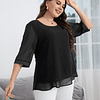 Camada Tiered Simples ocasional Blusa de Tamanho Grande