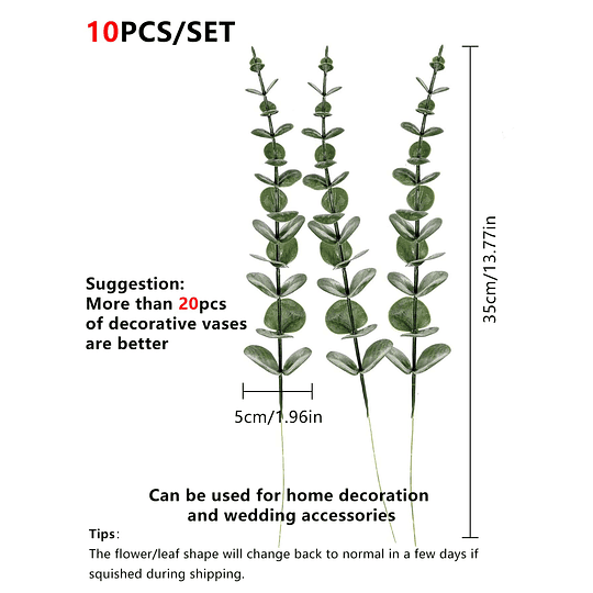 10 peças Eucalipto Artificial