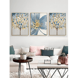 3peças Pintura sem moldura Estampa floral