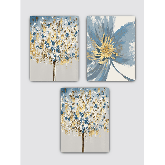 3peças Pintura sem moldura Estampa floral