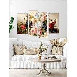 4peças Decorações estampa de flores nórdico estampa de flores pintura para casa