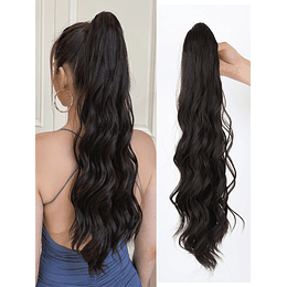 Aplique de cabelo comprido onda corporal rabo de cavalo sintético com garra