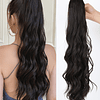 Aplique de cabelo comprido onda corporal rabo de cavalo sintético com garra