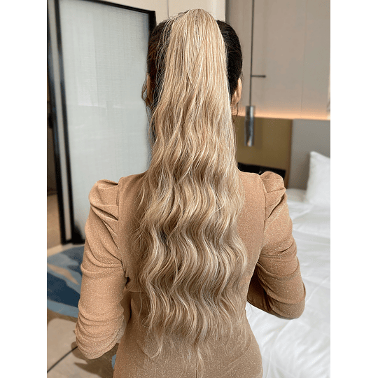 Aplique de cabelo comprido onda corporal rabo de cavalo sintético com garra