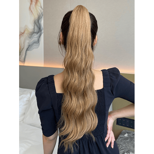 Aplique de cabelo comprido onda corporal rabo de cavalo sintético com garra