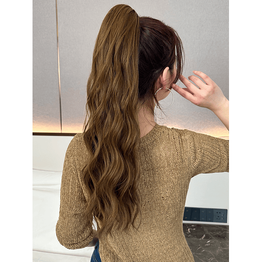 Aplique de cabelo comprido onda corporal rabo de cavalo sintético com garra