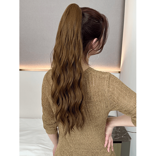 Aplique de cabelo comprido onda corporal rabo de cavalo sintético com garra