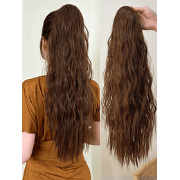 Aplique de cabelo médio encaracolado rabo de cavalo sintético