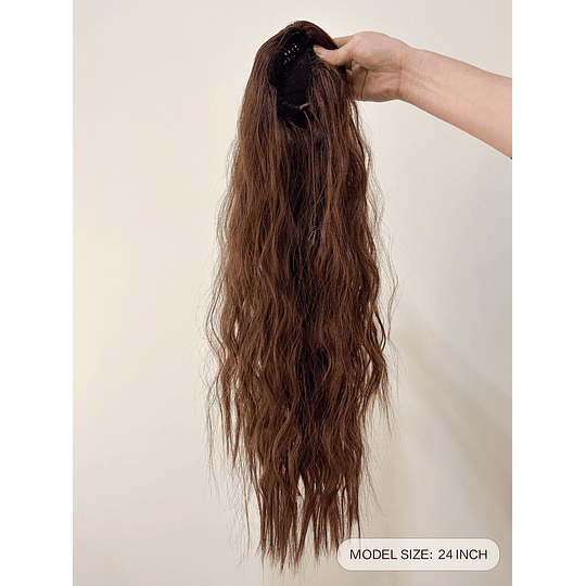 Aplique de cabelo médio encaracolado rabo de cavalo sintético