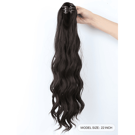 Aplique de cabelo Comprido Onda corporal Rabo de cavalo Sintético Com Garra