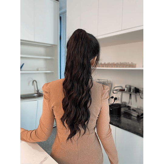 Aplique de cabelo Comprido Onda corporal Rabo de cavalo Sintético Com Garra