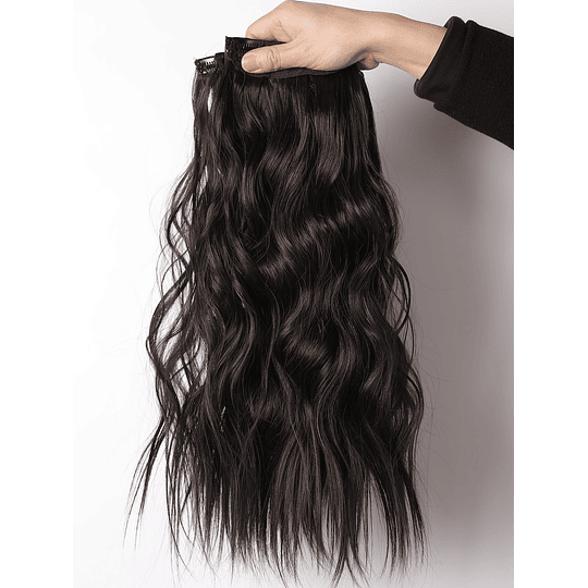 7 peças Aplique de cabelo Clip Comprido Direto Sintético