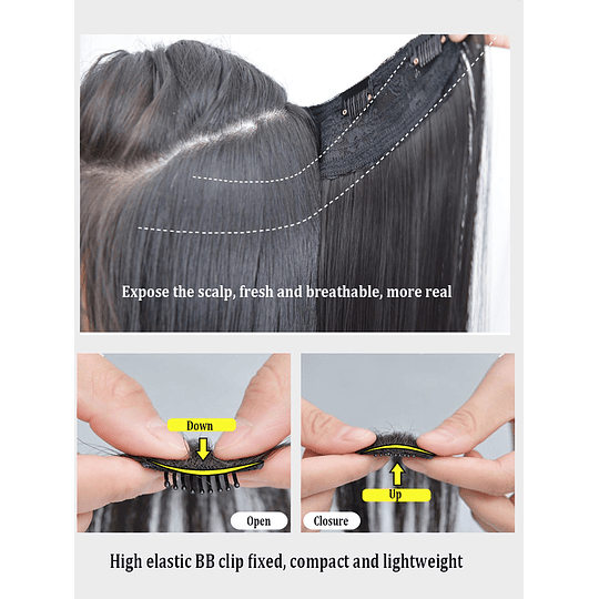 1peça Aplique de cabelo Clip Curto Direto Sintético