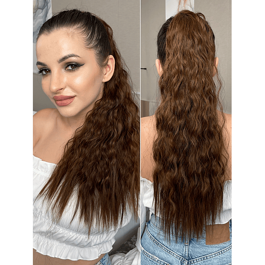 Extensões de cabelo rabo de cavalo sintético longo cacheado natural