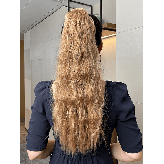 Extensões de cabelo rabo de cavalo sintético longo cacheado natural