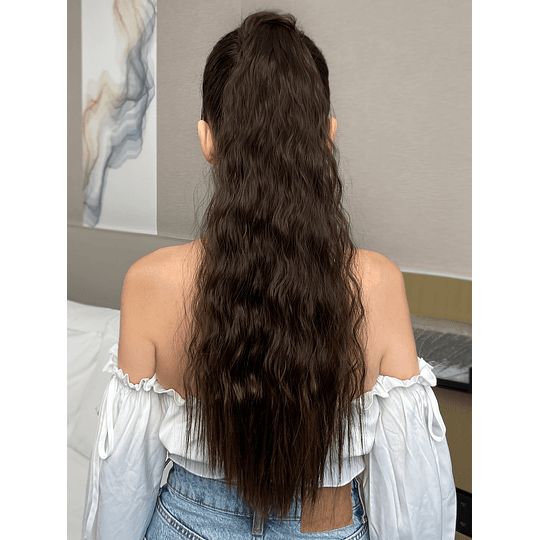 Extensões de cabelo rabo de cavalo sintético longo cacheado natural