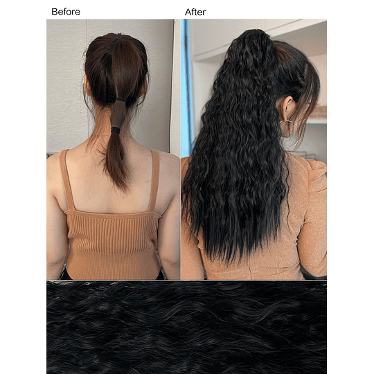 Extensões de cabelo rabo de cavalo sintético longo cacheado natural