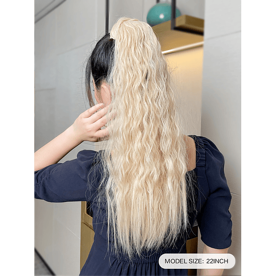 Extensões de cabelo rabo de cavalo sintético longo cacheado natural