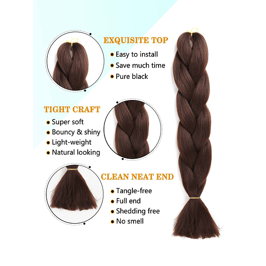 3 peças trança de cabelo sintético longo