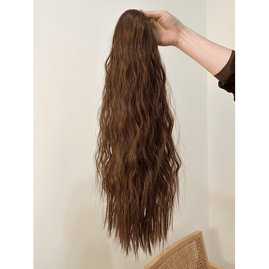 Aplique de cabelo comprido encaracolado rabo de cavalo sintético