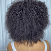 Peruca de cabelo humano curto afro encaracolado com franja