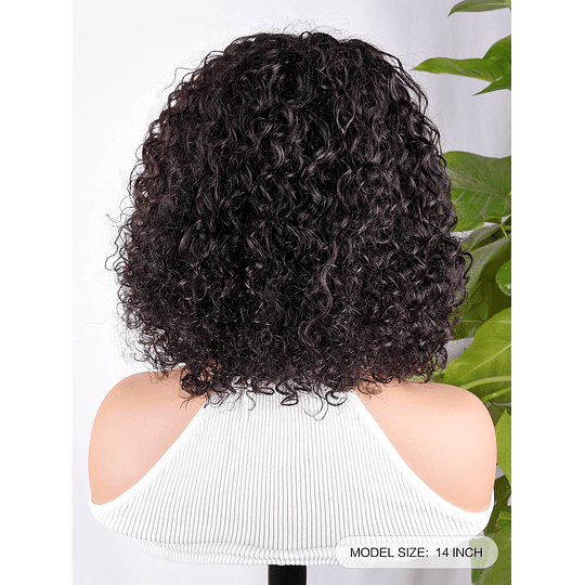 13 * 4 Renda frontal 150% peruca de cabelo encaracolado curto real