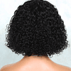 peruca de cabelo humano cacheado medio com franja
