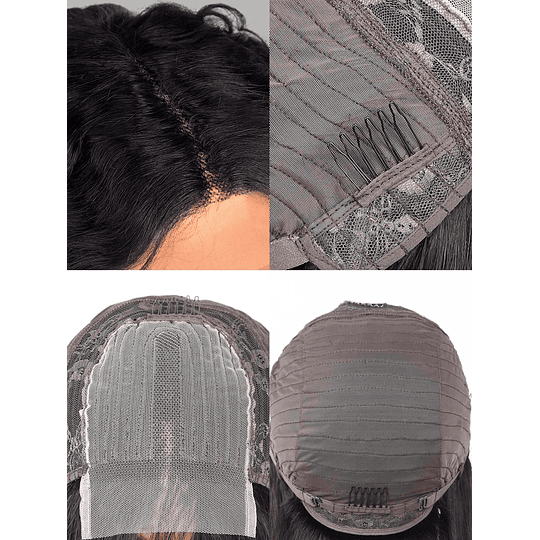 4*1 peruca de cabelo humano de ondas profundas com renda frontal