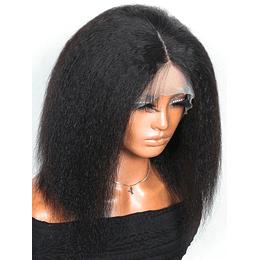 13*6*1 Renda Frente Peruca de cabelo humano Curto afro Yaki Direto