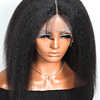 13*6*1 Renda Frente Peruca de cabelo humano Curto afro Yaki Direto