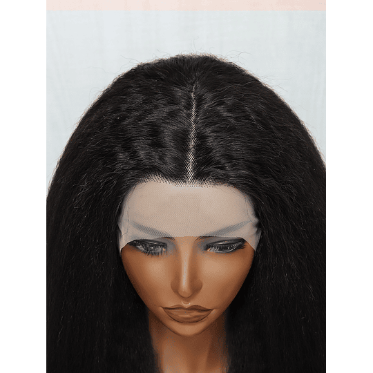 13*6*1 Renda Frente Peruca de cabelo humano Médio afro Yaki Direto