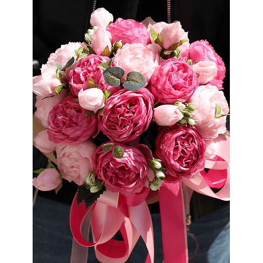 Venda imperdível 1 peça/30 cm buquê de seda rosa rosa peônia flor artificial 5 cabeça grande 4 broto pequeno noiva casamento decoração de casa