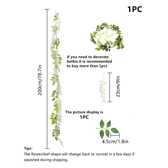 200cm Falsa hera glicínia flores planta artificial guirlanda de videira para decoração de quarto jardim arco de casamento decoração floral chá de bebê