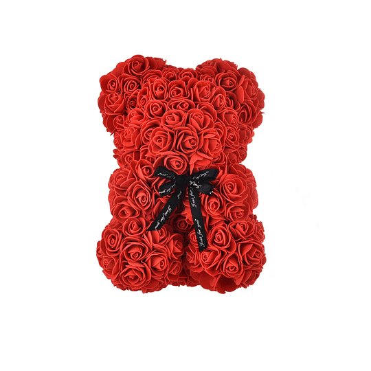 1peça Rosa artificial em forma de urso com decoração em arco, urso rosa com flores de espuma artificial urso feito de rosas para dia dos namorados, dia das mães, aniversário, prese...