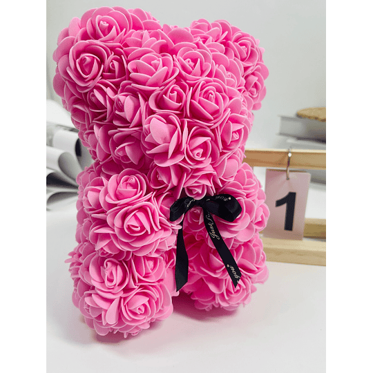 1peça Rosa artificial em forma de urso com decoração em arco, urso rosa com flores de espuma artificial urso feito de rosas para dia dos namorados, dia das mães, aniversário, prese...