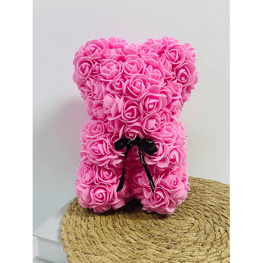 1peça Rosa artificial em forma de urso com decoração em arco, urso rosa com flores de espuma artificial urso feito de rosas para dia dos namorados, dia das mães, aniversário, prese...