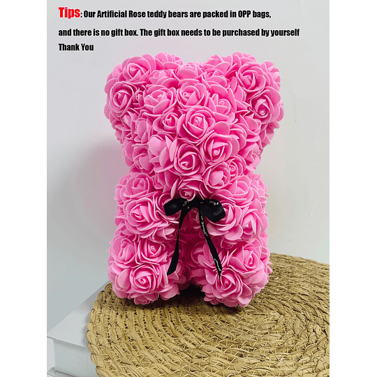 1peça Rosa artificial em forma de urso com decoração em arco, urso rosa com flores de espuma artificial urso feito de rosas para dia dos namorados, dia das mães, aniversário, prese...