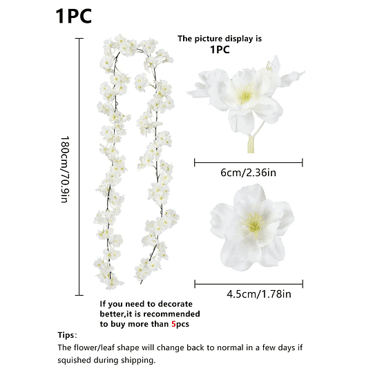 1 peça de videira de flores artificiais