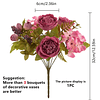 1 filial Flor de peônia artificial com 7 peças cabeça