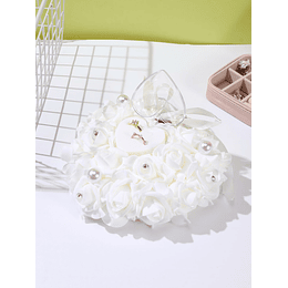 1peça branco flor &amp; decoração de pérola falso Anel elegante em forma de coração Anel para festa