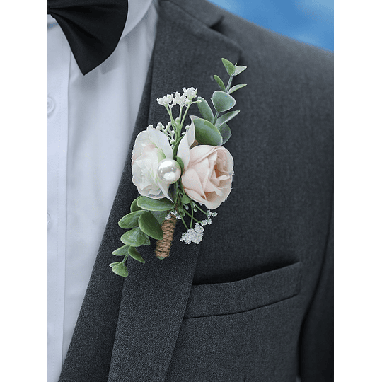 Boutonnière Pérola falsa & Decoração de flores