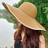 Chapéu de palha decoração de corda wide brim verão praia