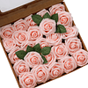 Flores rosas artificiais espuma rosa falsa para trabalhos manuais, ramos de noiva, centros de mesa, despedidas de solteira e decoração de casa (25 peças, vinho vermelho)