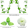 Grinaldas de flores artificiais - 5 fios de 230 cm de comprimento, artificiais de rosas brancas para decorações, arco de flores de seda com design realista para casa, jardim, casam...