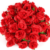 50 cabeças de rosas artificiais flores artificiais para artesanato decoração de casamentos festas, vermelho, 4 cm
